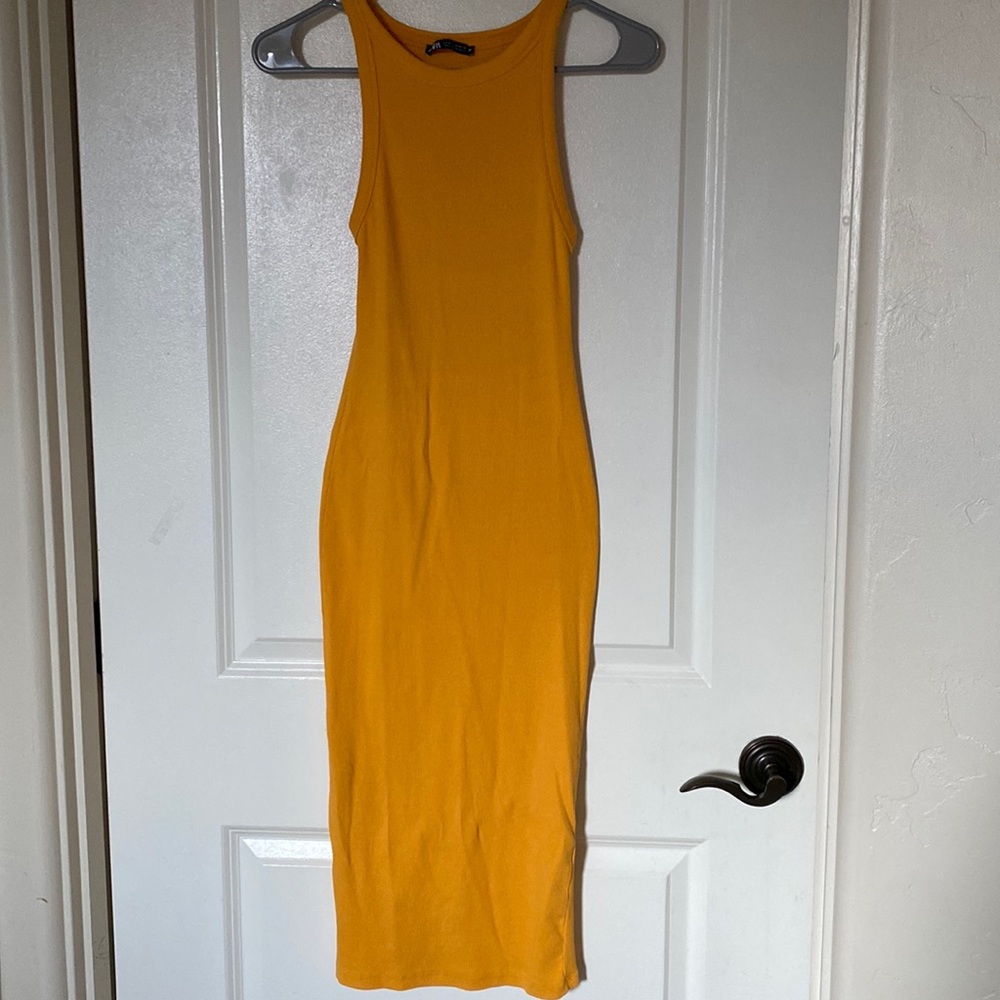 Zara Cotton Ribbed MIDI dress